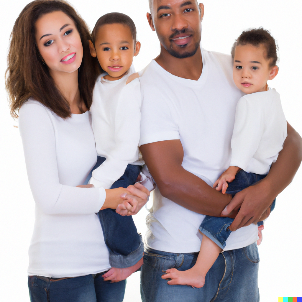 Evolving Family Dynamics: Harnessing the Power of Affiliate Marketing 2 DALL·E 2023 05 19 11.34.06 Happy mixed race family with two children