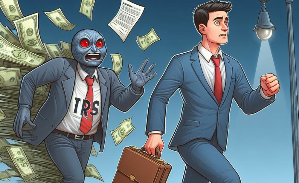 A businessman being chased by the IRS.
