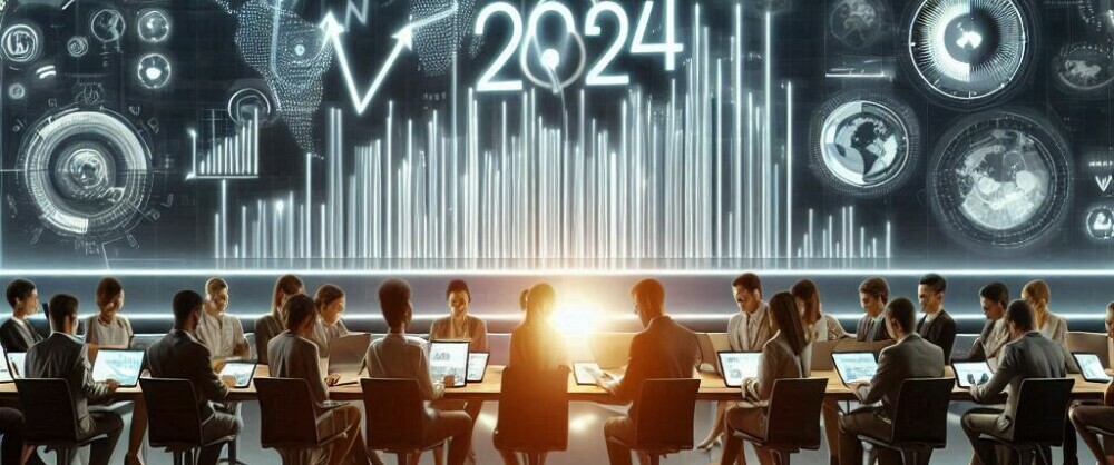 affiliate marketing in 2024 depicted by a large group of people collaborating around a table 1